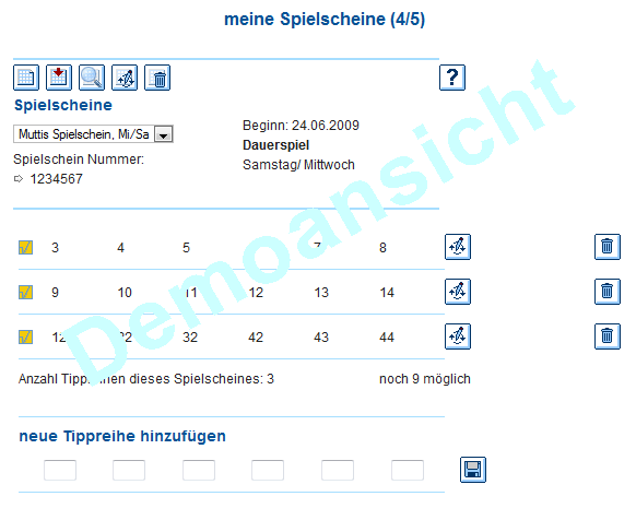 Demobild für Lotto Spielschein Gesamt