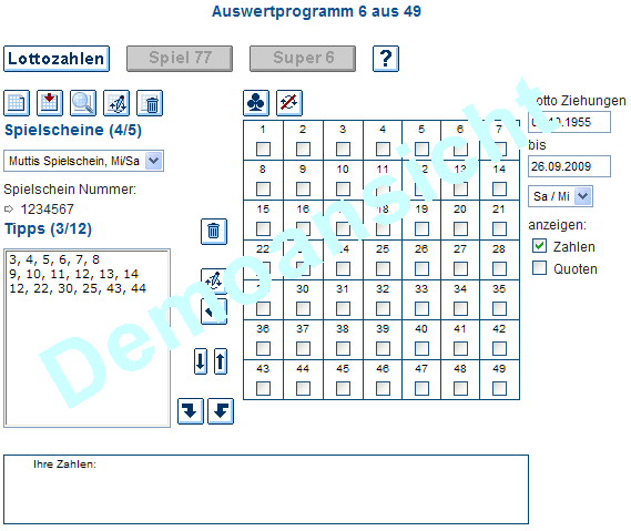 Demobild Auswertprogramm